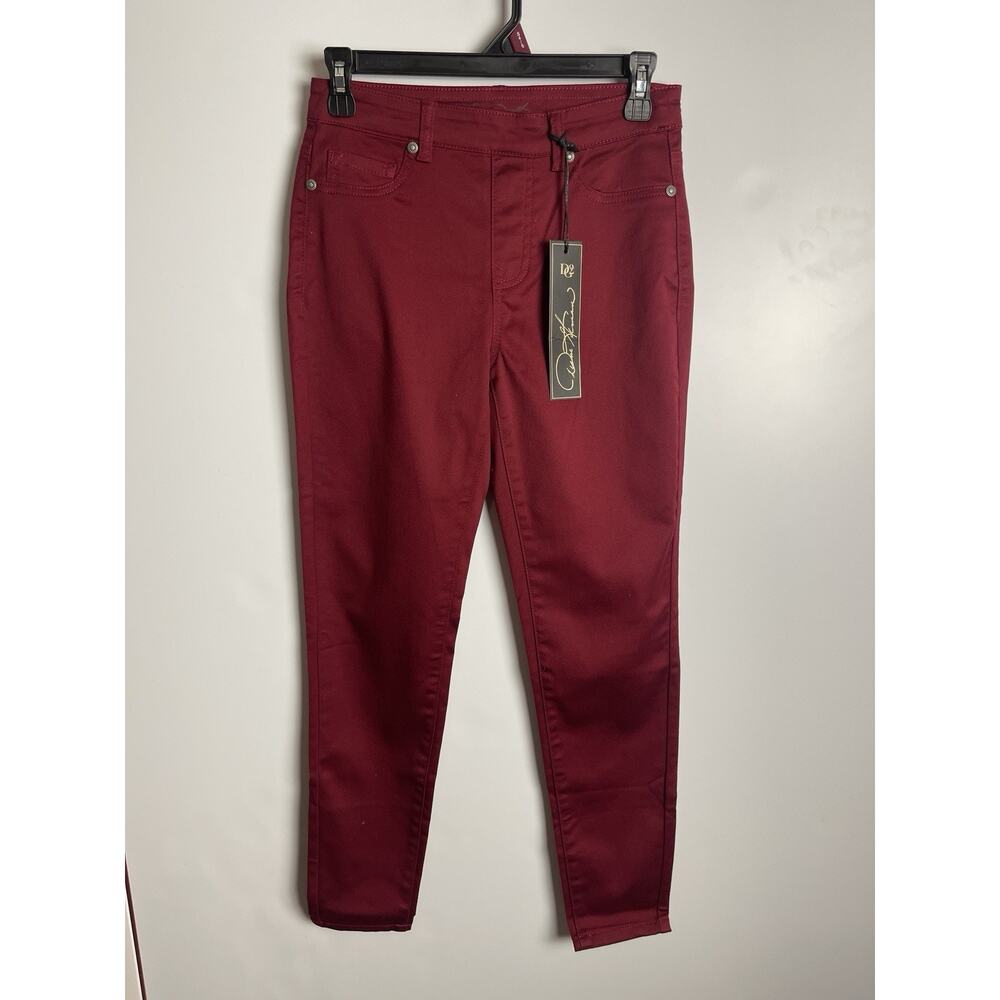 DG2 By Diane Gilman Stretch Jeggings Petite Jean Pants Wine Red Burgundy PXS
